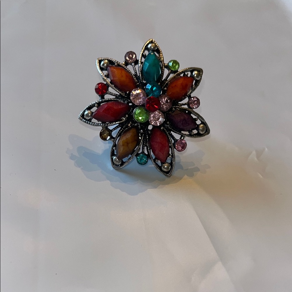 Multicolor Floral Statement Ring - Picture 2 of 4